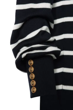 Hot Kelsie Roll Neck Knit (Ink Navy Natural Stripe) Women Knitwear