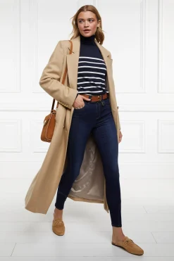 Hot Kelsie Roll Neck Knit (Ink Navy Natural Stripe) Women Knitwear