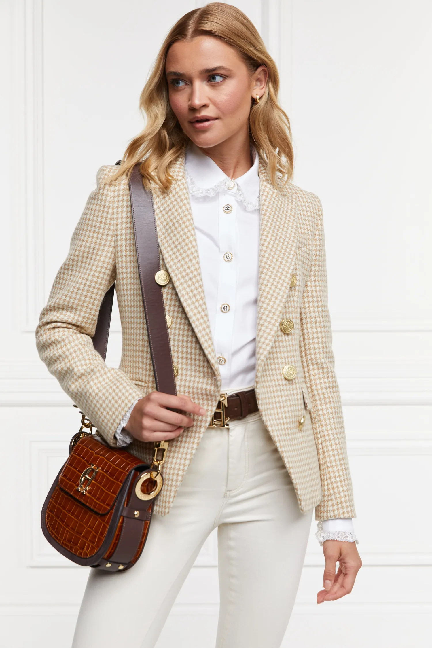 Fashion Knightsbridge Blazer (Camel Puppy Tooth) Women Blazers|Tailoring