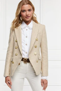Fashion Knightsbridge Blazer (Camel Puppy Tooth) Women Blazers|Tailoring