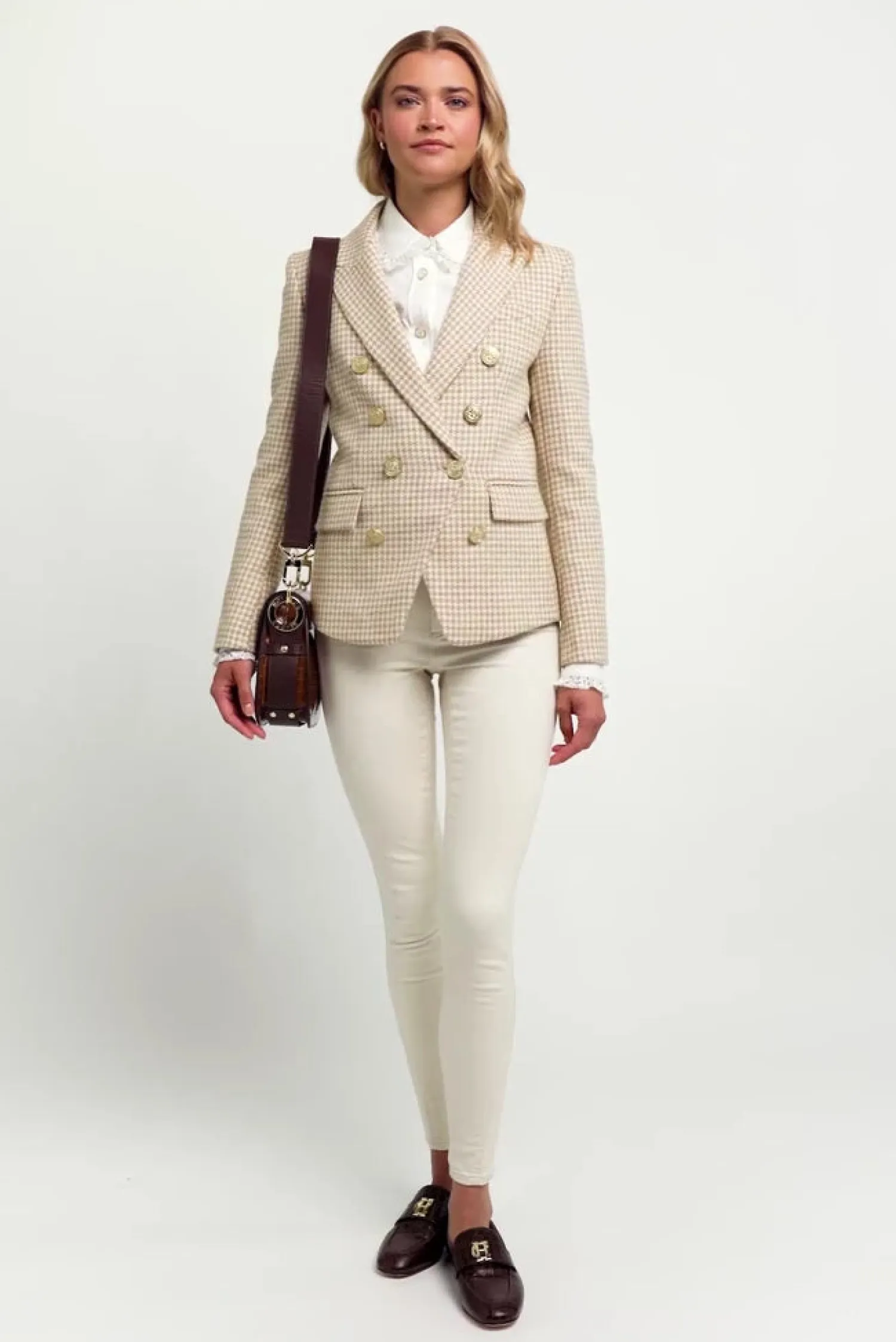 Fashion Knightsbridge Blazer (Camel Puppy Tooth) Women Blazers|Tailoring
