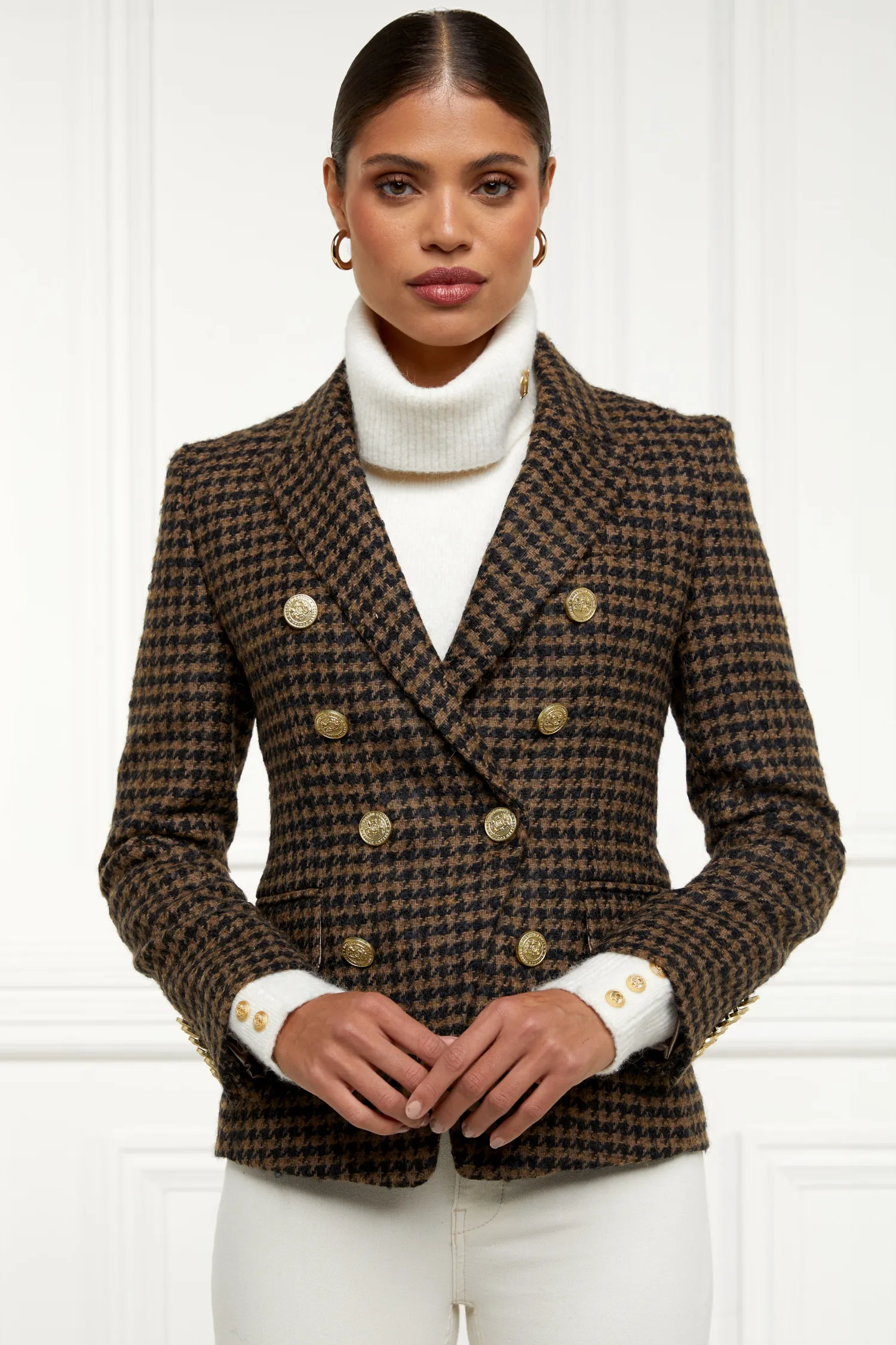 Fashion Knightsbridge Blazer (Chocolate Houndstooth) Women Blazers|Tailoring