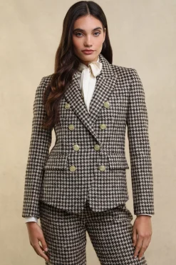 Sale Knightsbridge Blazer (Coffee Houndstooth) Women Blazers|Tailoring