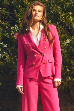 Sale Knightsbridge Blazer (Hot Pink Linen) Women Blazers|Tailoring