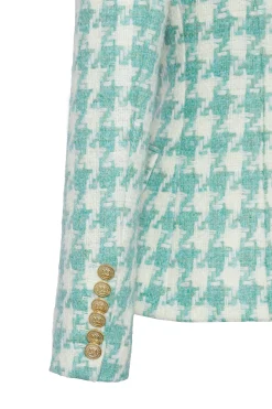 Fashion Knightsbridge Blazer (Large Scale Teal Houndstooth) Women Blazers|Tailoring