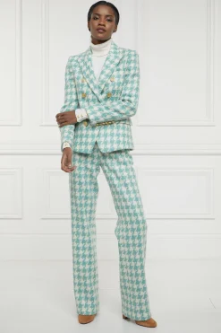 Fashion Knightsbridge Blazer (Large Scale Teal Houndstooth) Women Blazers|Tailoring