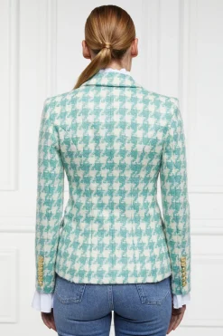 Fashion Knightsbridge Blazer (Large Scale Teal Houndstooth) Women Blazers|Tailoring