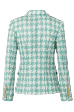 Fashion Knightsbridge Blazer (Large Scale Teal Houndstooth) Women Blazers|Tailoring