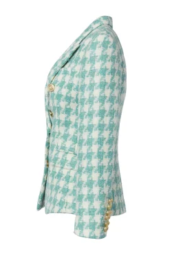 Fashion Knightsbridge Blazer (Large Scale Teal Houndstooth) Women Blazers|Tailoring