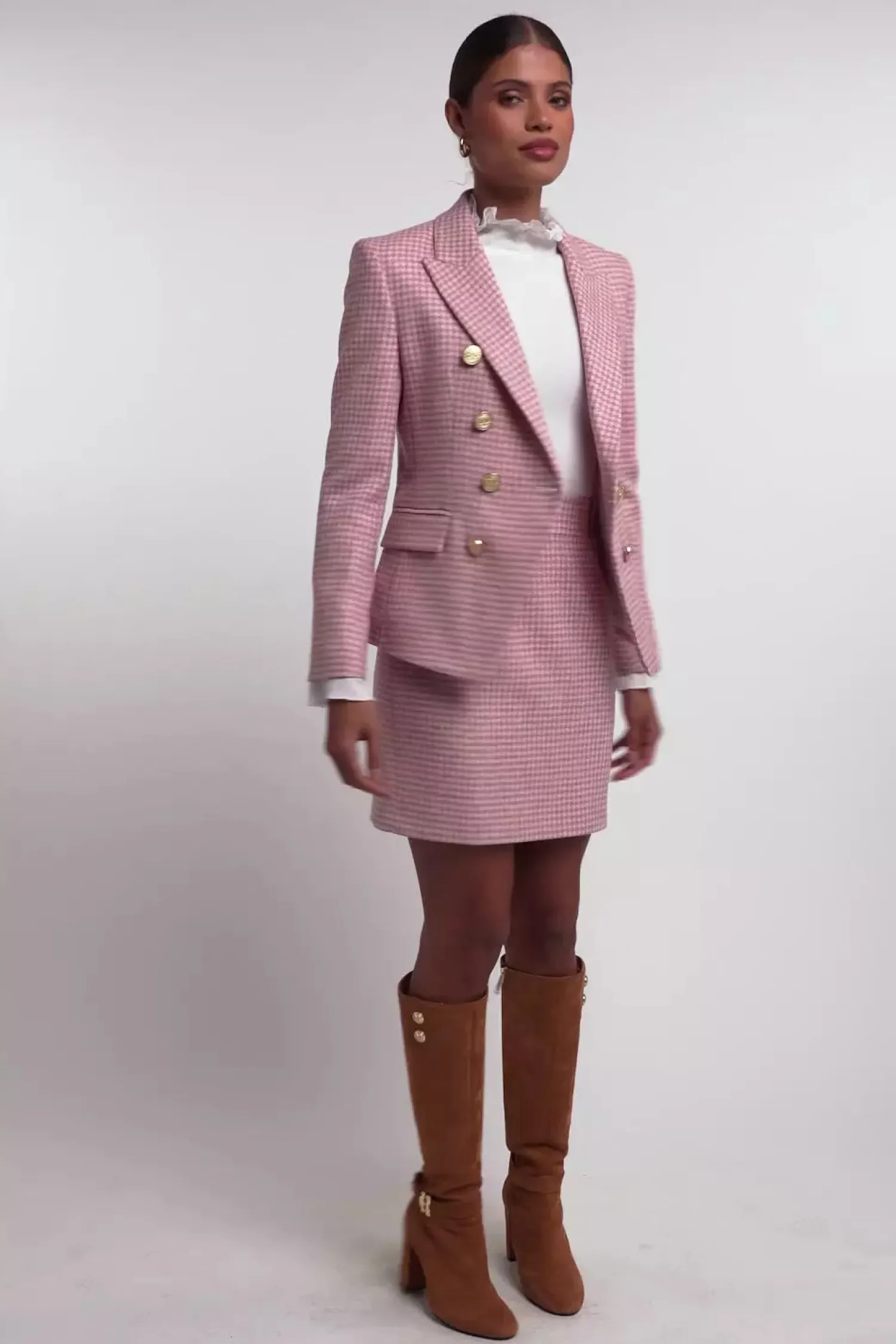 Online Knightsbridge Blazer (Light Pink Puppytooth) Women Blazers|Tailoring