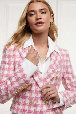 Sale Knightsbridge Blazer (Pink Large Scale Houndstooth) Women Blazers|Tailoring