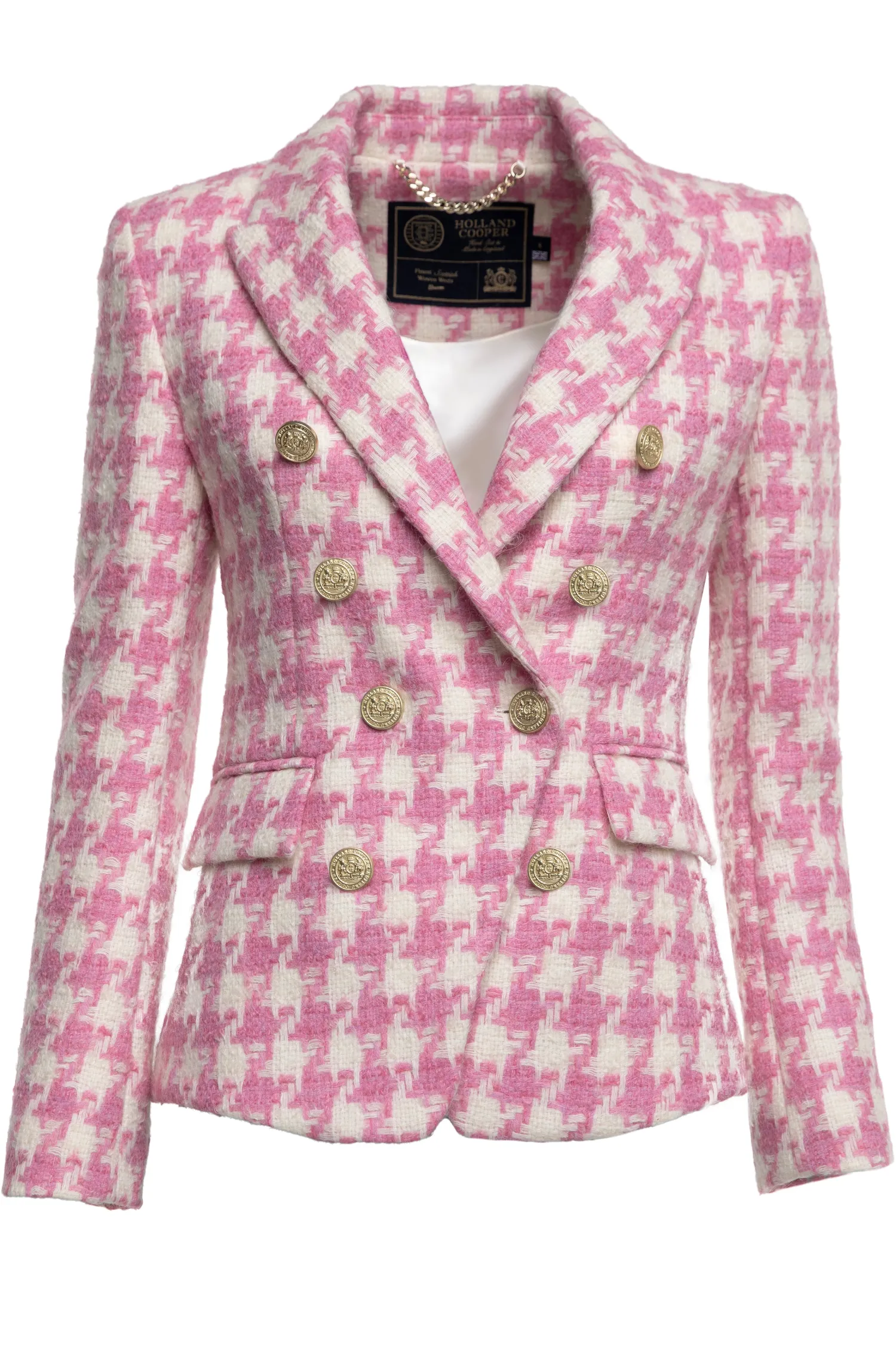 Sale Knightsbridge Blazer (Pink Large Scale Houndstooth) Women Blazers|Tailoring