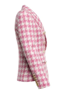 Sale Knightsbridge Blazer (Pink Large Scale Houndstooth) Women Blazers|Tailoring