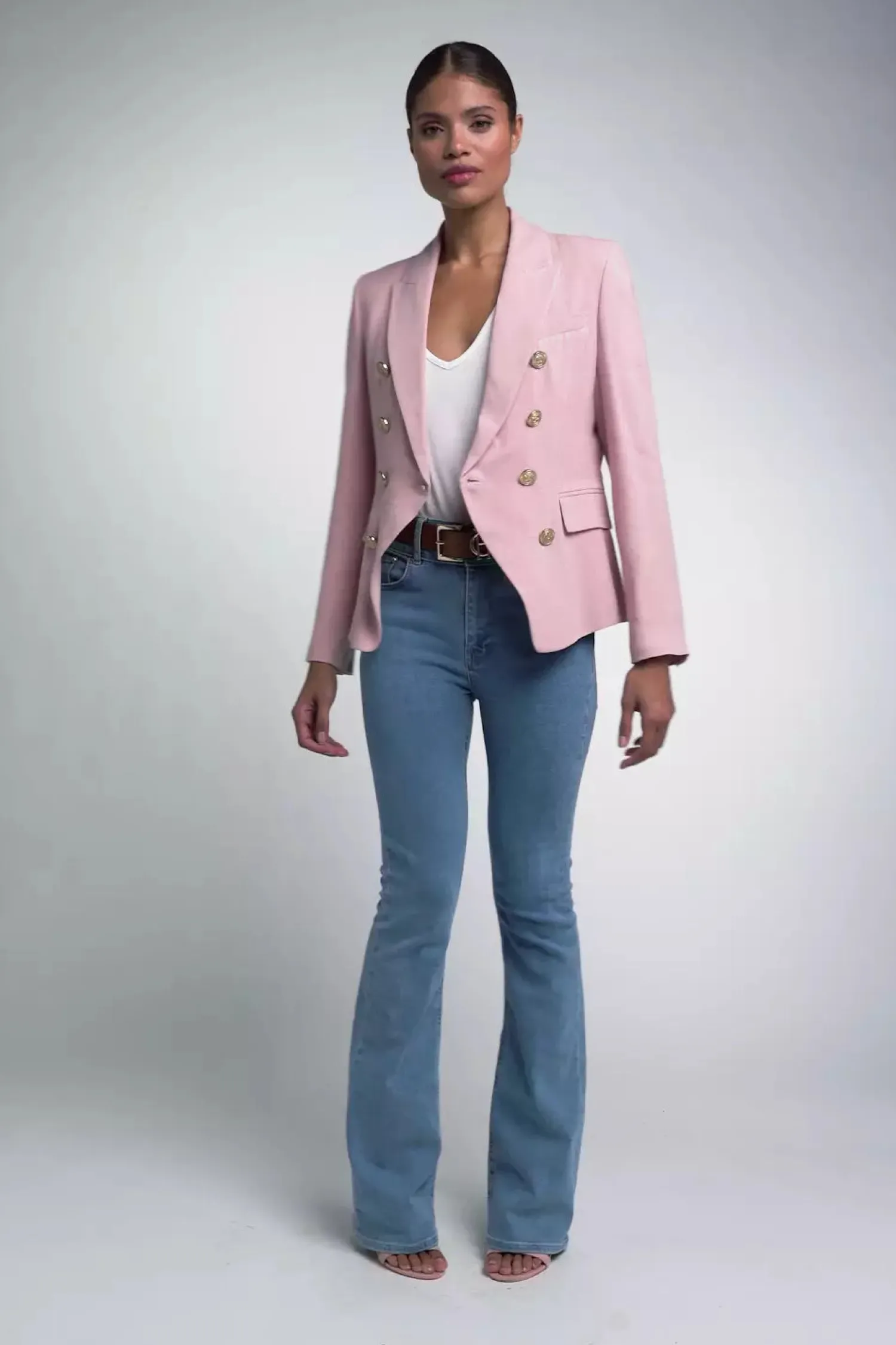 Clearance Knightsbridge Blazer (Pink Linen) Women Blazers|Tailoring