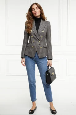 Hot Knightsbridge Blazer (Soft Grey Pinstripe) Women Blazers|Tailoring