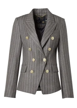Hot Knightsbridge Blazer (Soft Grey Pinstripe) Women Blazers|Tailoring