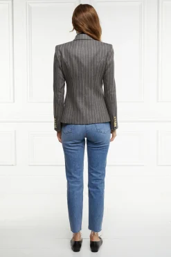 Hot Knightsbridge Blazer (Soft Grey Pinstripe) Women Blazers|Tailoring