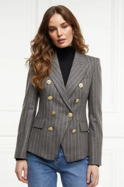 Hot Knightsbridge Blazer (Soft Grey Pinstripe) Women Blazers|Tailoring