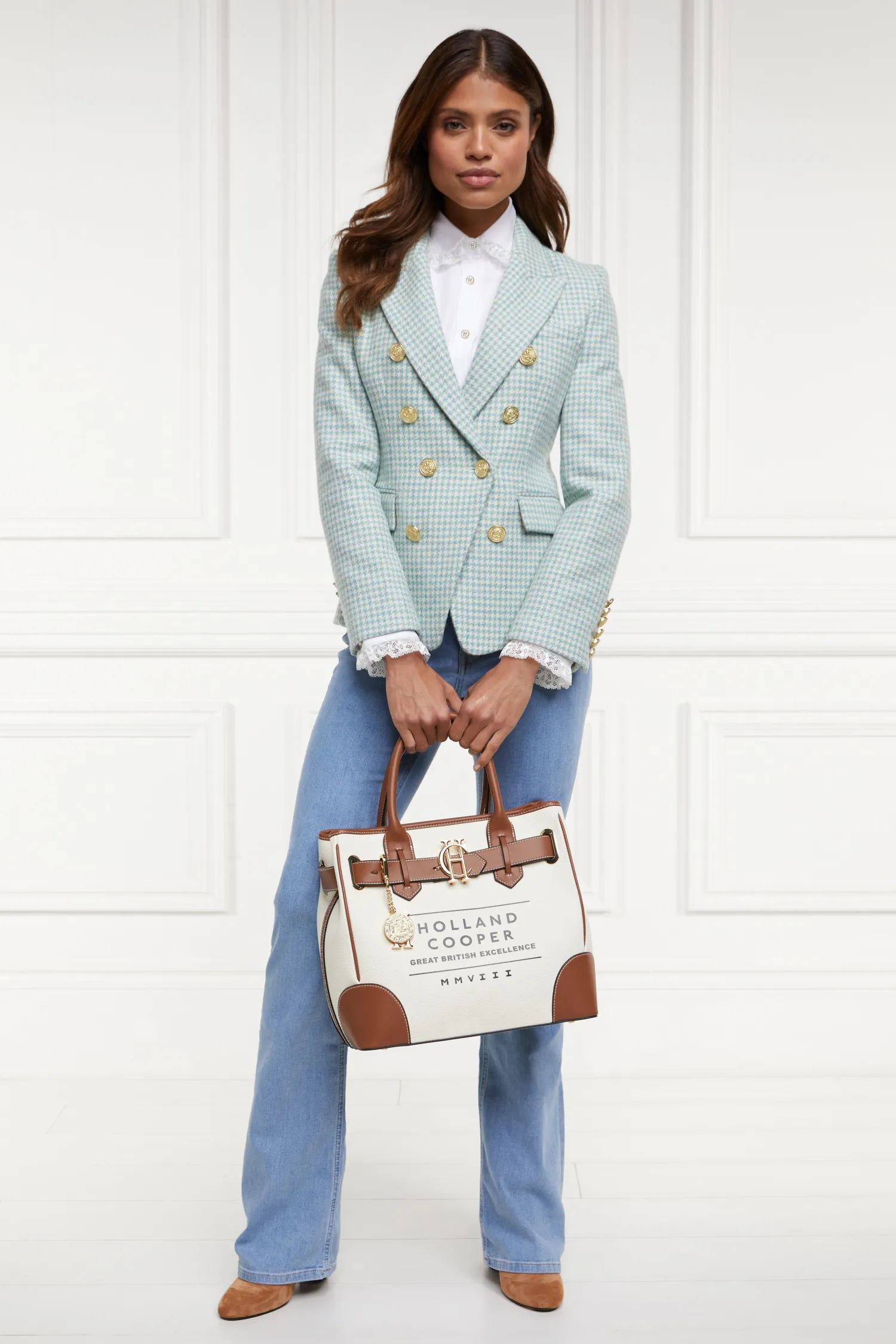 Fashion Knightsbridge Blazer (Teal Houndstooth) Women Blazers|Tailoring