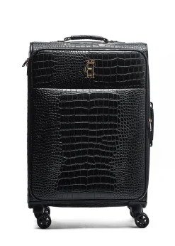 Hot Knightsbridge Large Suitcase (Black Croc) Women Holdalls & Suitcases|Travel Bags