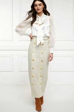 New Knightsbridge Maxi Skirt (Ivory Sparkle Tweed) Women Skirts|Tailoring