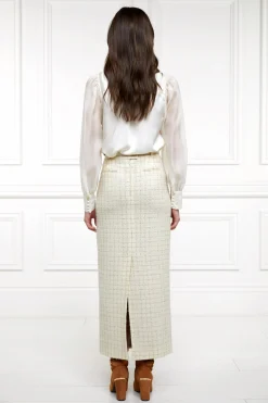 New Knightsbridge Maxi Skirt (Ivory Sparkle Tweed) Women Skirts|Tailoring