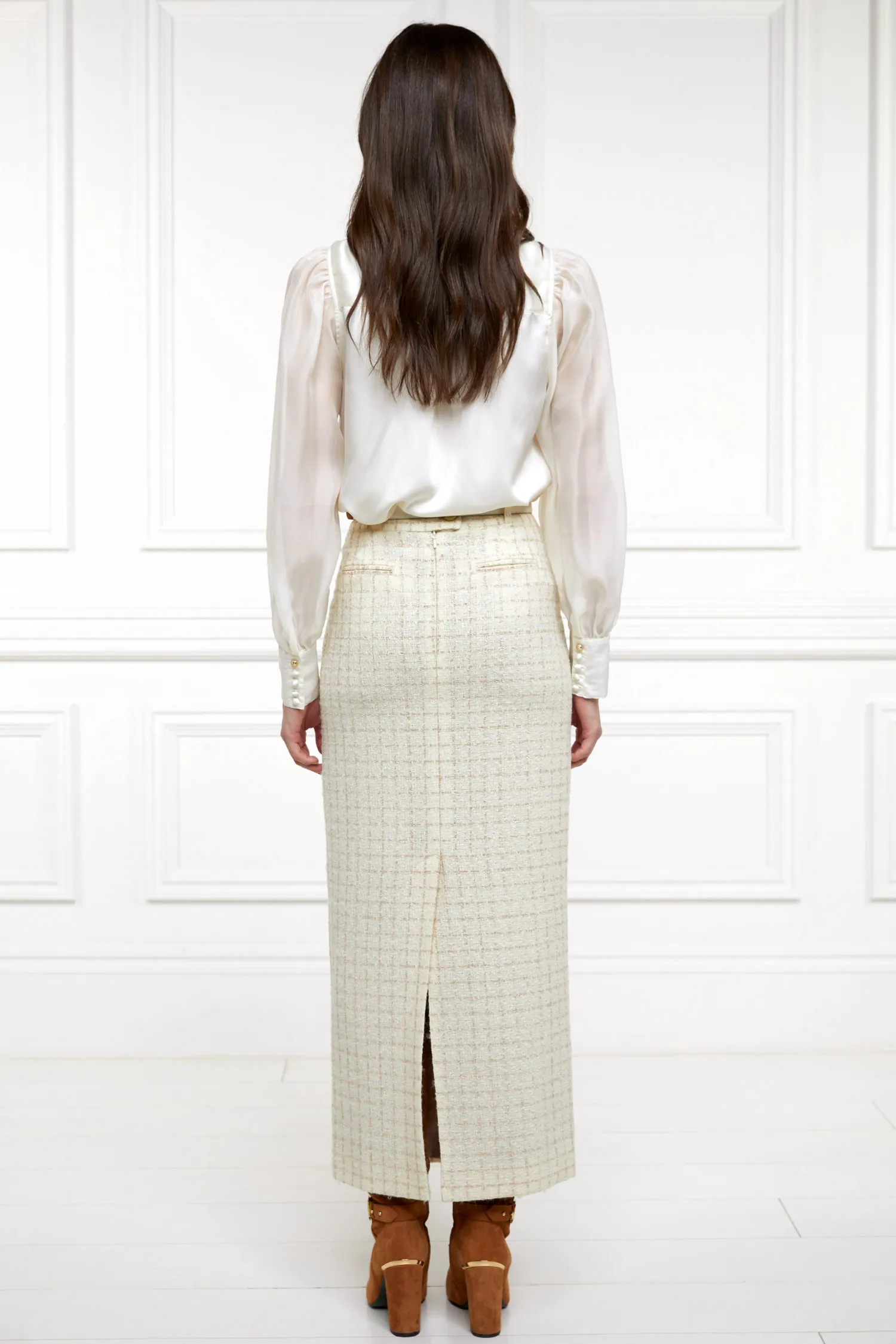 New Knightsbridge Maxi Skirt (Ivory Sparkle Tweed) Women Skirts|Tailoring