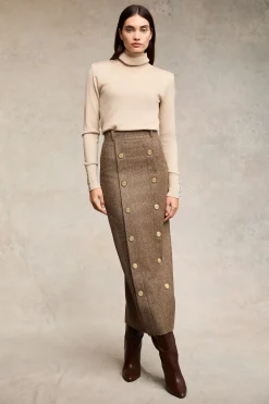 Hot Knightsbridge Maxi Skirt (Large Scale Brown Herringbone) Women Skirts|Tailoring