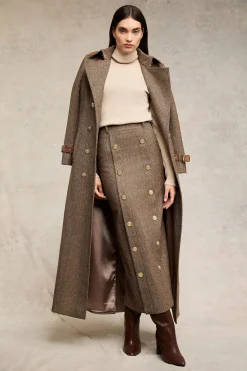 Hot Knightsbridge Maxi Skirt (Large Scale Brown Herringbone) Women Skirts|Tailoring