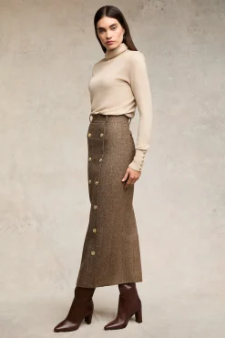 Hot Knightsbridge Maxi Skirt (Large Scale Brown Herringbone) Women Skirts|Tailoring