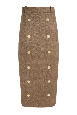 Hot Knightsbridge Maxi Skirt (Large Scale Brown Herringbone) Women Skirts|Tailoring