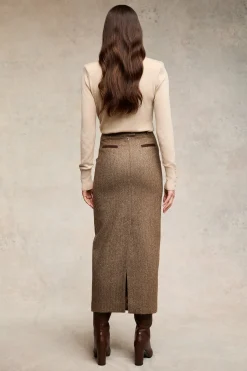 Hot Knightsbridge Maxi Skirt (Large Scale Brown Herringbone) Women Skirts|Tailoring