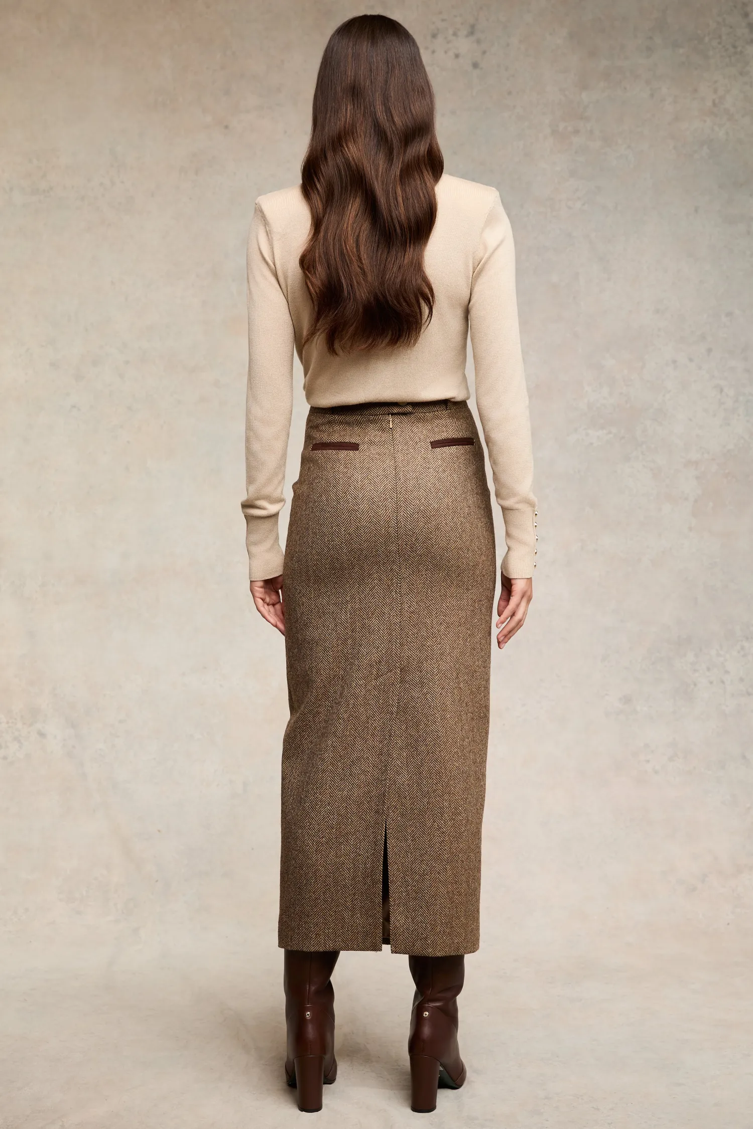 Hot Knightsbridge Maxi Skirt (Large Scale Brown Herringbone) Women Skirts|Tailoring