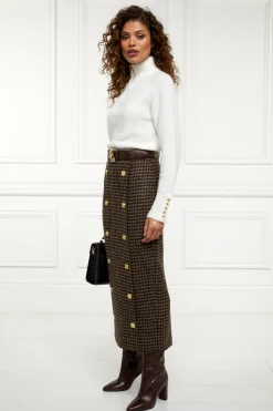 Best Knightsbridge Maxi Skirt (Chocolate Houndstooth) Women Skirts|Tailoring