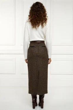Best Knightsbridge Maxi Skirt (Chocolate Houndstooth) Women Skirts|Tailoring