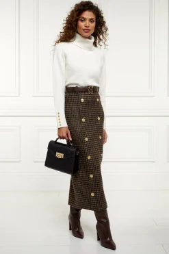 Best Knightsbridge Maxi Skirt (Chocolate Houndstooth) Women Skirts|Tailoring