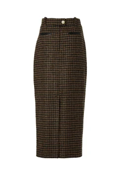 Best Knightsbridge Maxi Skirt (Chocolate Houndstooth) Women Skirts|Tailoring
