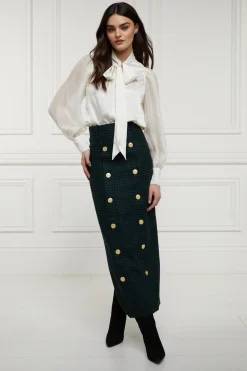 Discount Knightsbridge Maxi Skirt (Emerald Houndstooth) Women Skirts|Tailoring