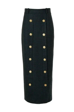 Discount Knightsbridge Maxi Skirt (Emerald Houndstooth) Women Skirts|Tailoring