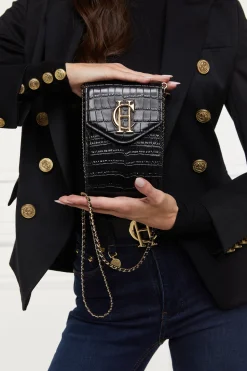 Outlet Knightsbridge Phone Pouch (Black Croc) Women Crossbody Bags|Clutch Bags