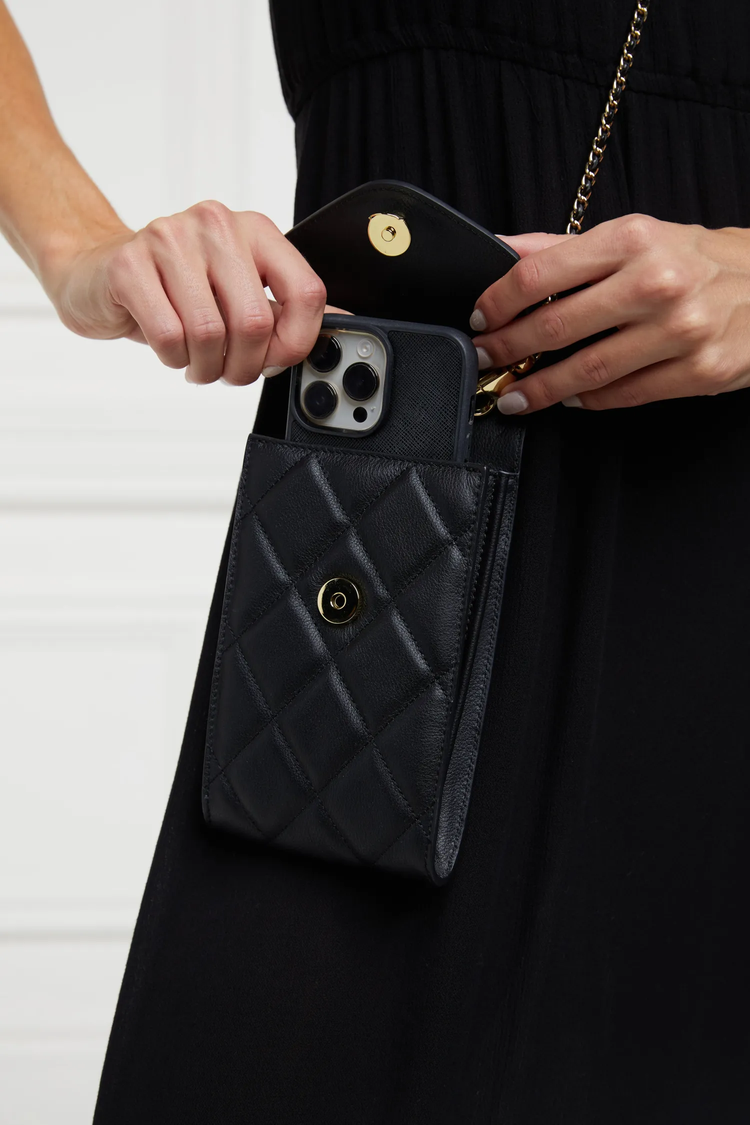 Online Knightsbridge Phone Pouch (Black Quilted) Women Crossbody Bags|Clutch Bags