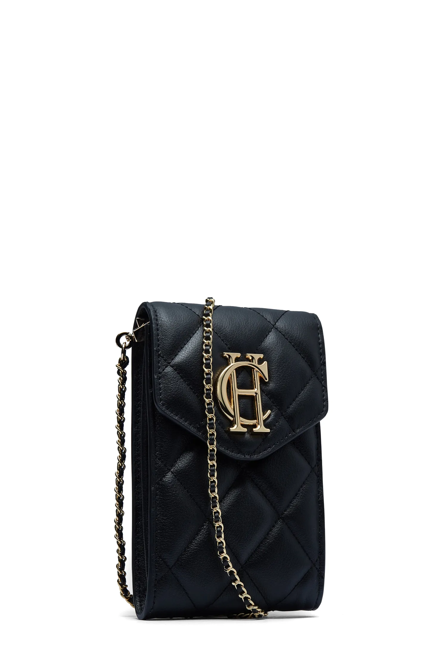Online Knightsbridge Phone Pouch (Black Quilted) Women Crossbody Bags|Clutch Bags
