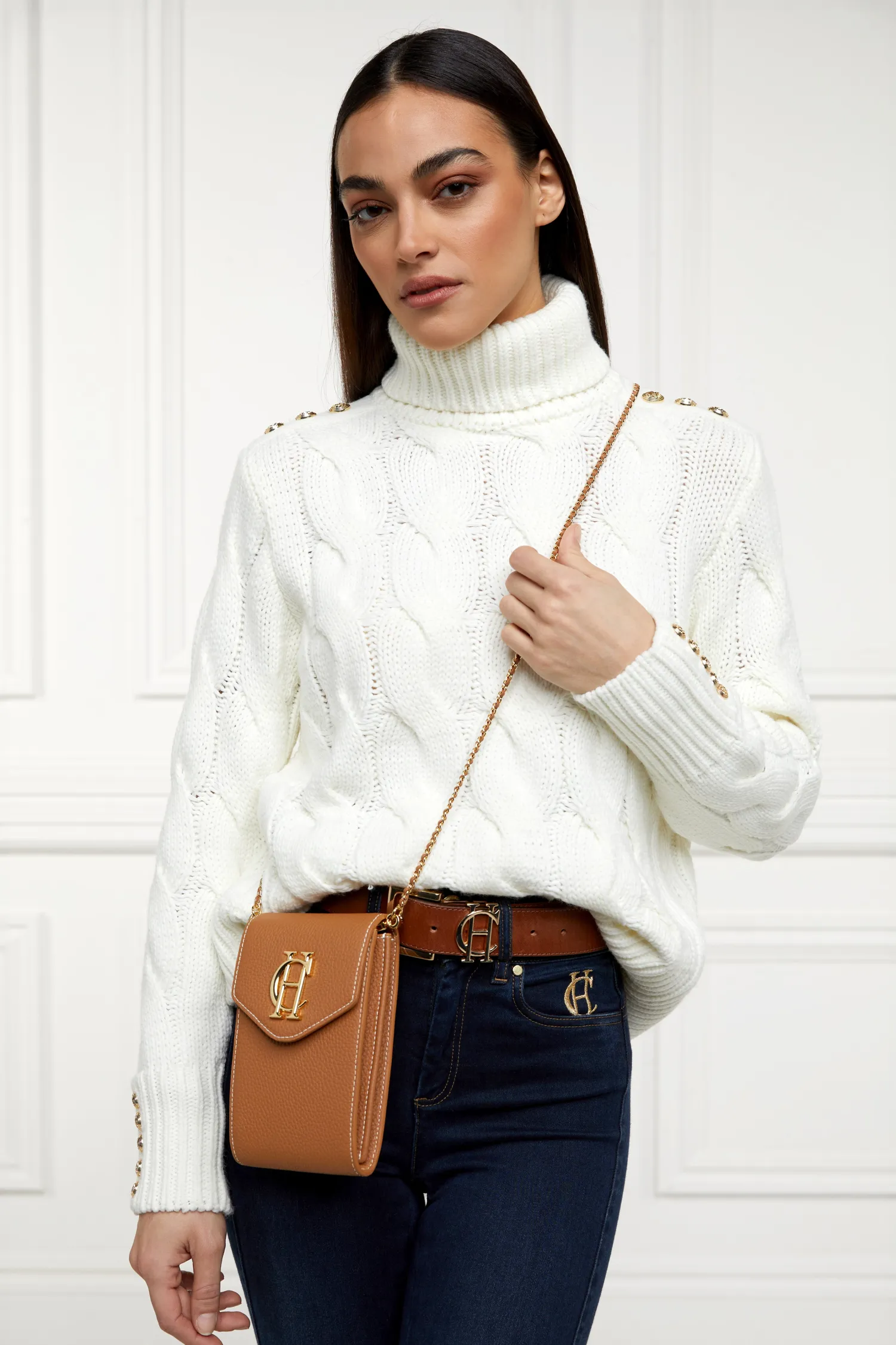 Fashion Knightsbridge Phone Pouch (Tan Gold) Women Crossbody Bags|Clutch Bags