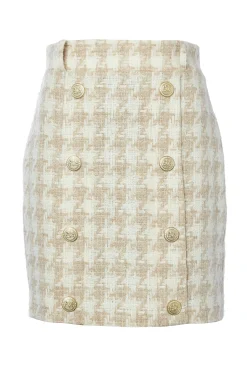 Hot Knightsbridge Skirt (Camel Houndstooth) Women Skirts|Tailoring
