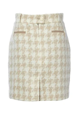 Hot Knightsbridge Skirt (Camel Houndstooth) Women Skirts|Tailoring