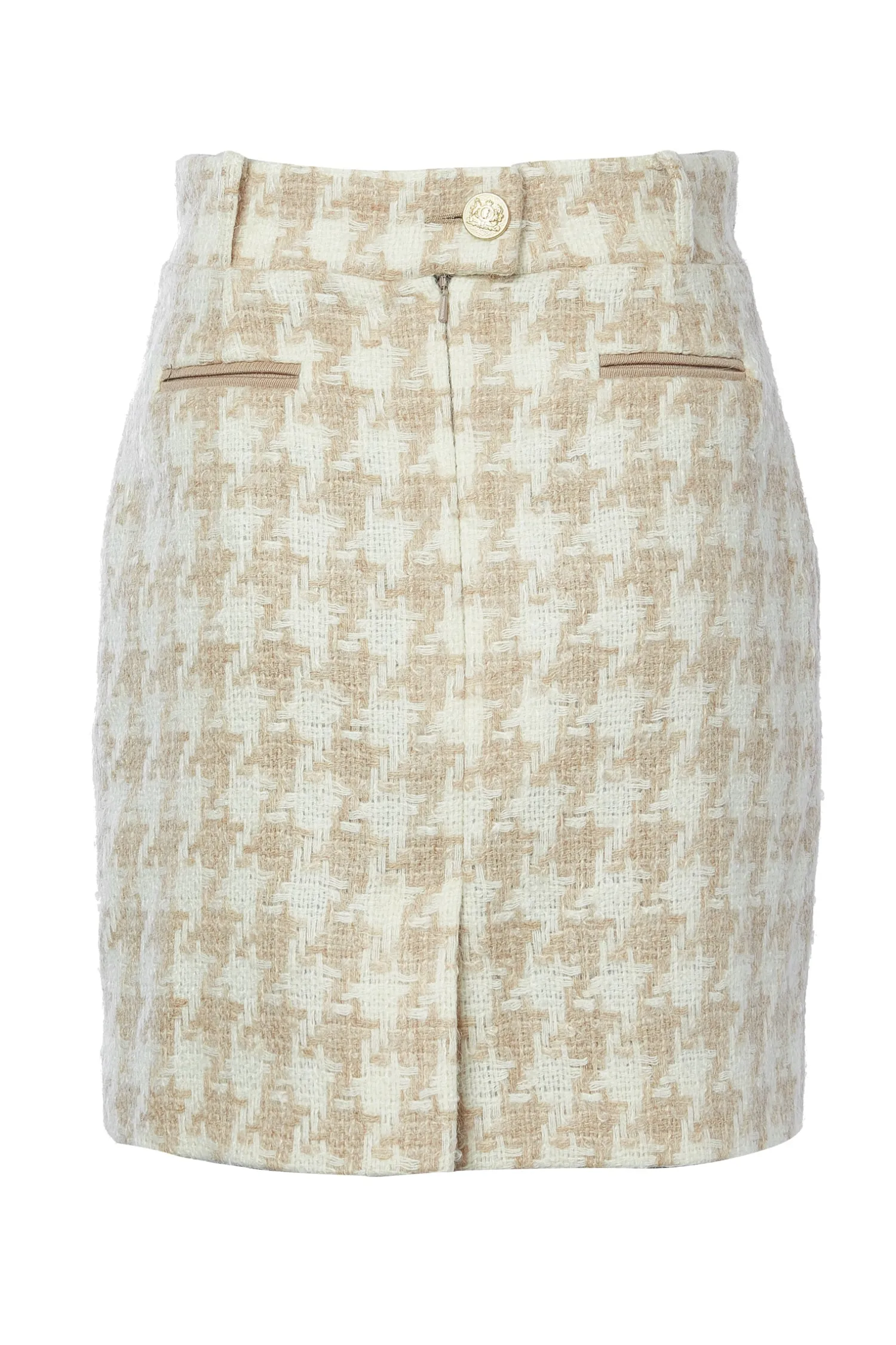Hot Knightsbridge Skirt (Camel Houndstooth) Women Skirts|Tailoring