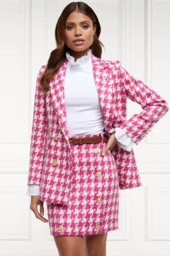 Fashion Knightsbridge Skirt (Hot Pink Large Scale Houndstooth) Women Skirts|Tailoring