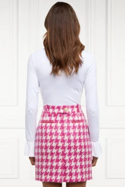 Fashion Knightsbridge Skirt (Hot Pink Large Scale Houndstooth) Women Skirts|Tailoring