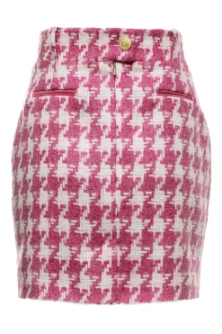 Fashion Knightsbridge Skirt (Hot Pink Large Scale Houndstooth) Women Skirts|Tailoring