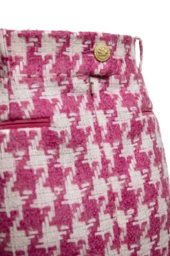 Fashion Knightsbridge Skirt (Hot Pink Large Scale Houndstooth) Women Skirts|Tailoring